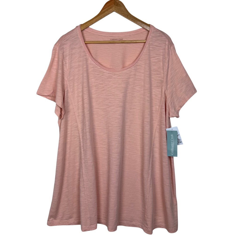 NWT Coldwater Creek Slub Knit Seamed Scoop Neck Tunic Top Womens 2X Blush Pink